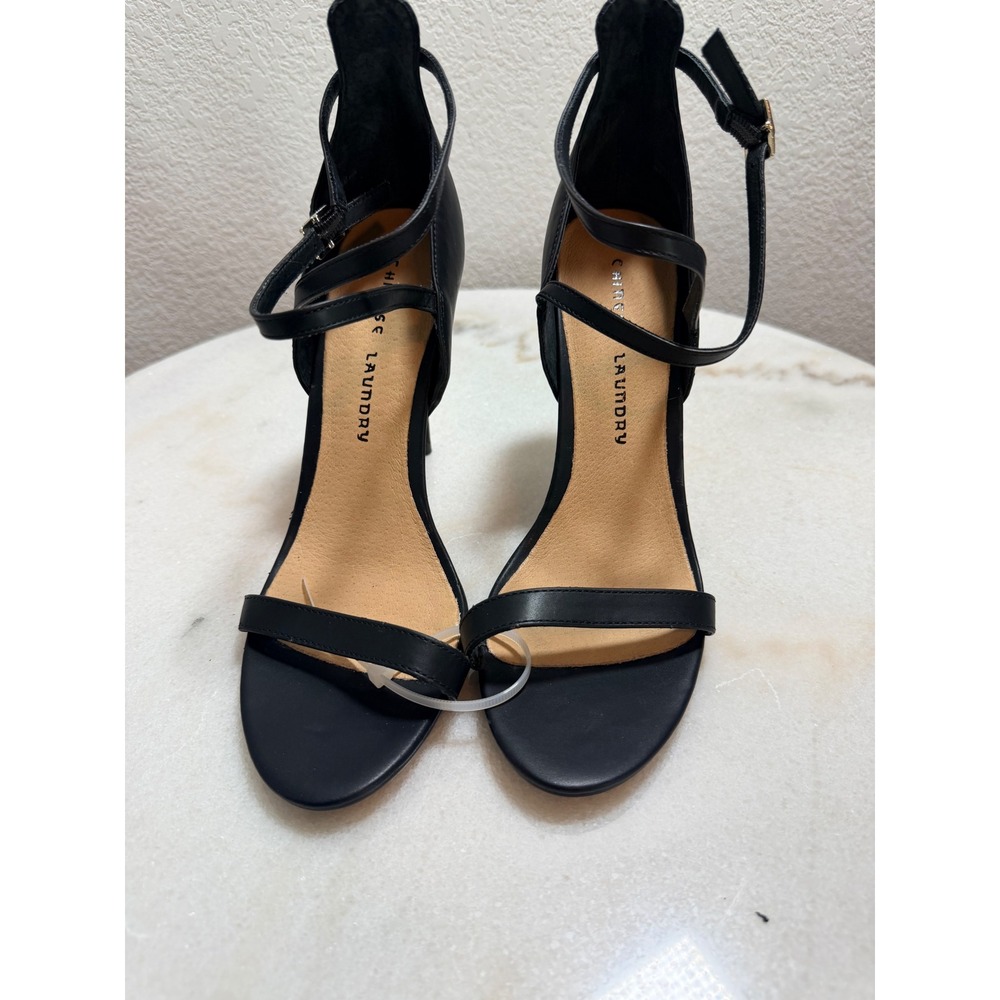 Chinese Laundry Womens Black Ankle Strap Stiletto Sandals Size 9.5 Heel 4 Inch